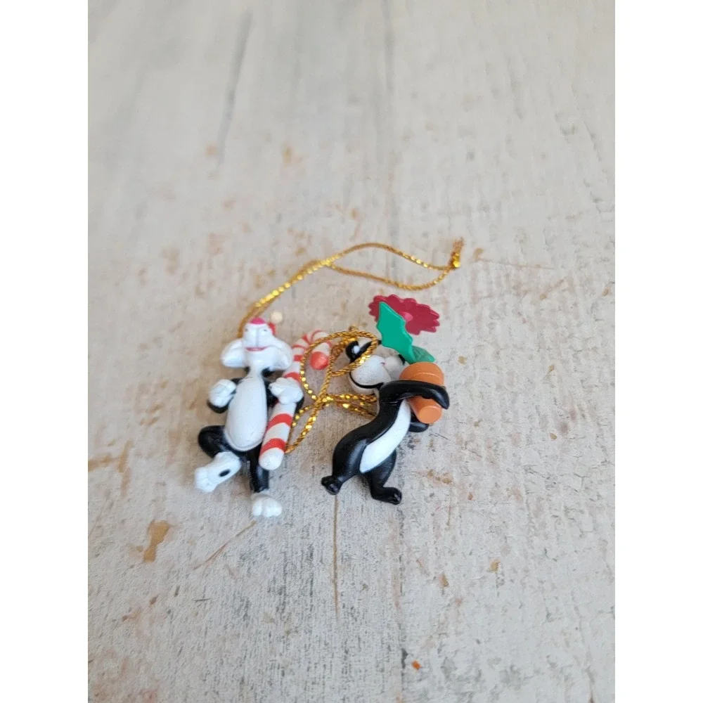 Vintage Looney AS IS Sylvester pepe le pew mini ornament Xmas set unique